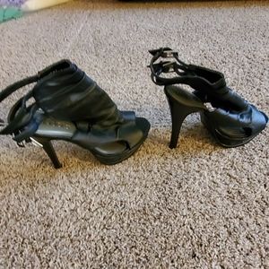 Open toe high heel shoes